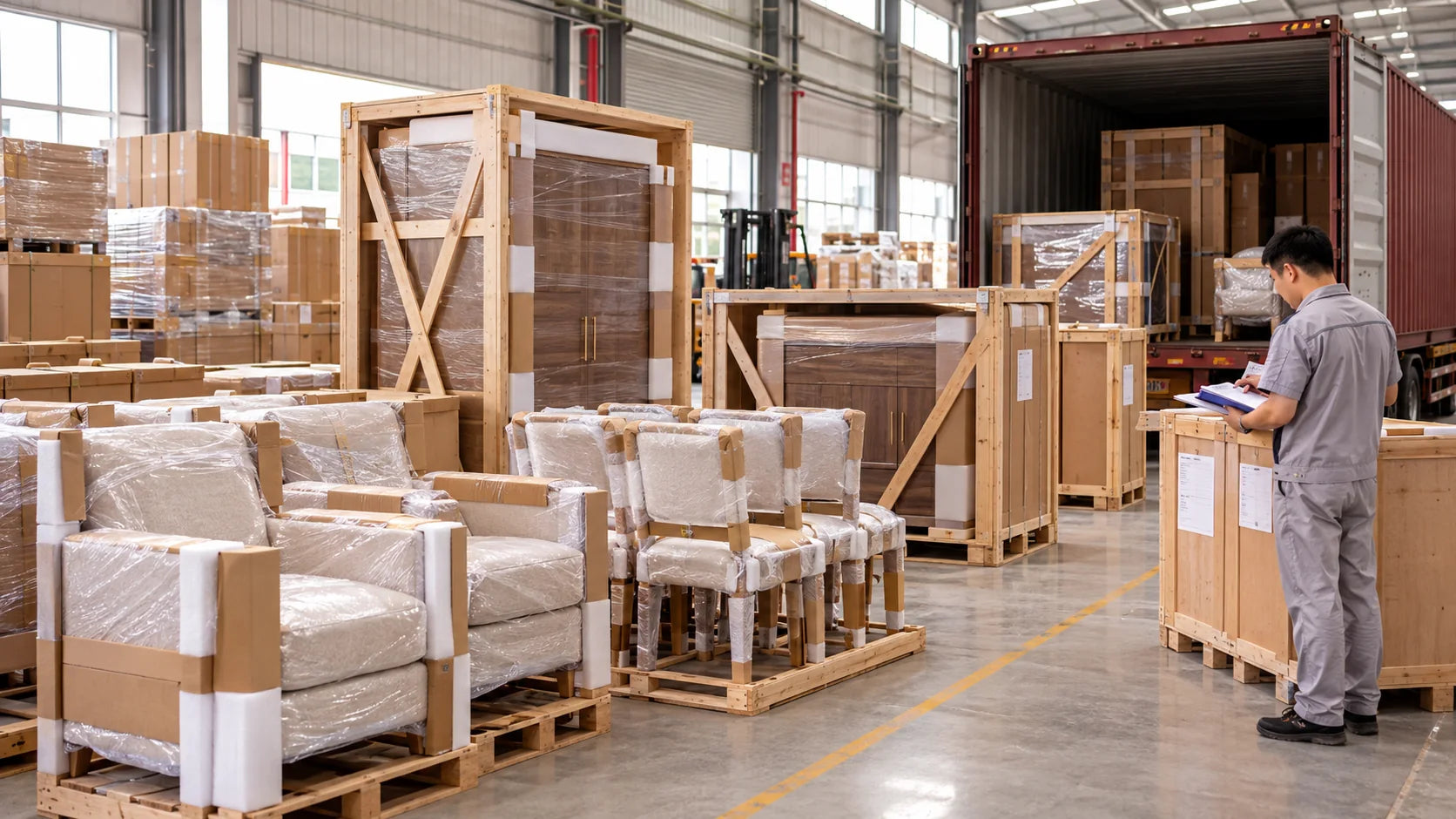 Furniture packing and shipment coordination